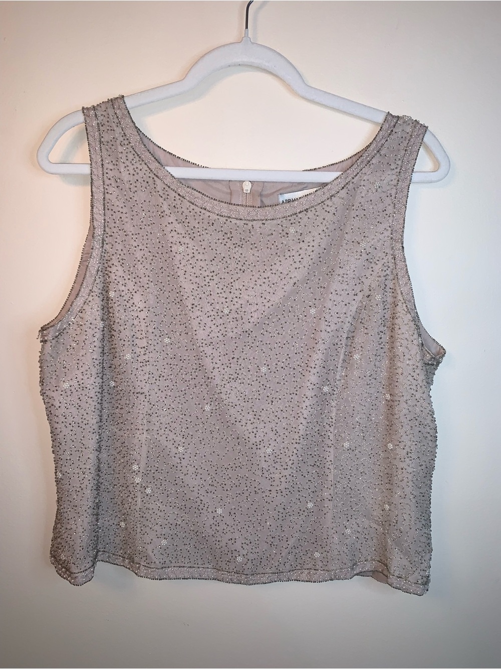 Adrianna Papell Silk Embellished Sleeveless Beaded Top 16